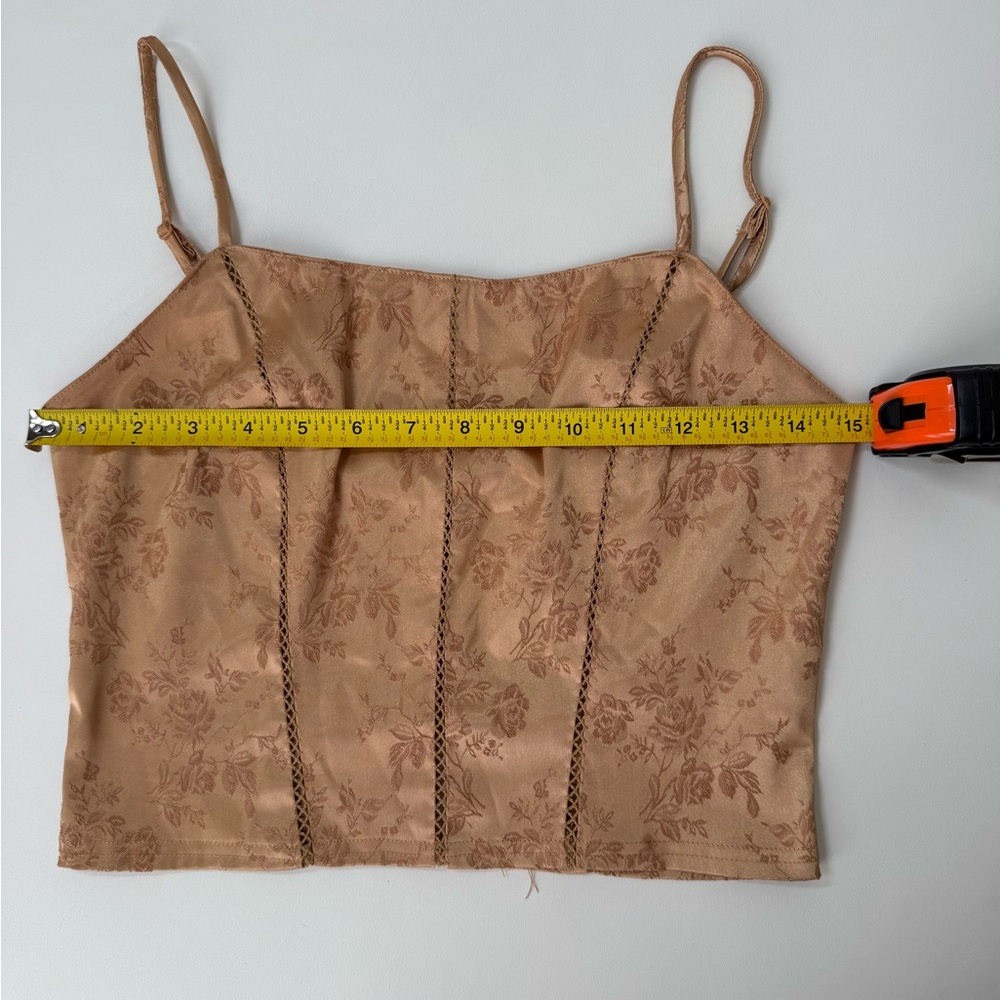 Vintage Victoria’s Secret Floral Tan satin Top - Picture 3 of 4
